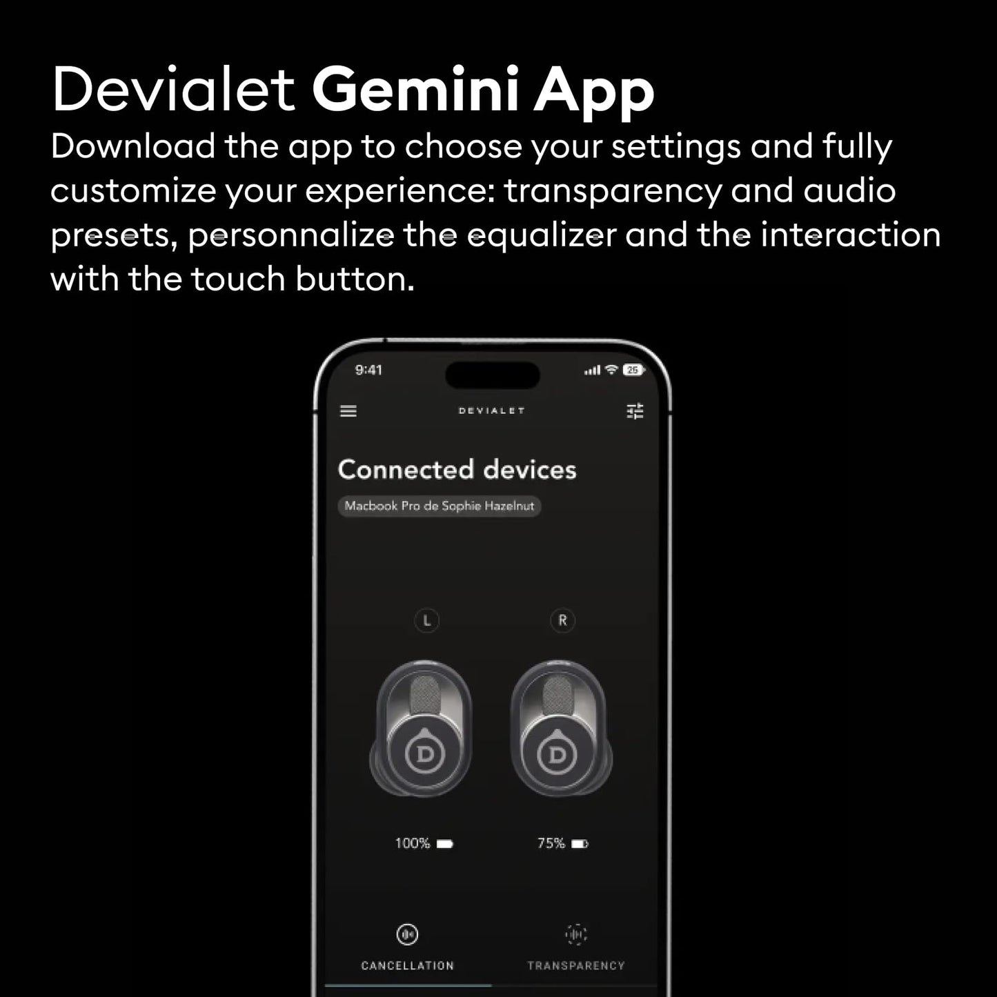 Devialet Gemini II - True Wireless Earbuds - for Daily Music & Commute Sound - Noise Cancellation - Comfort Fit (LP)
