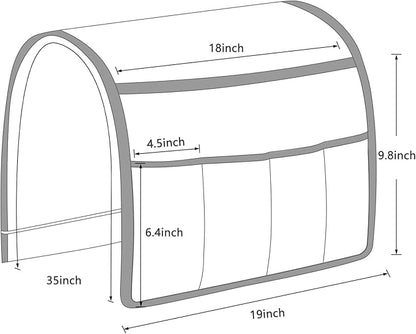 Non-slip Couch Organizer Armchair Caddy, Oxford TV Remote Control Holder Bedside Caddy with 5 Pockets for Key Glasses Phone Magazine Holders.