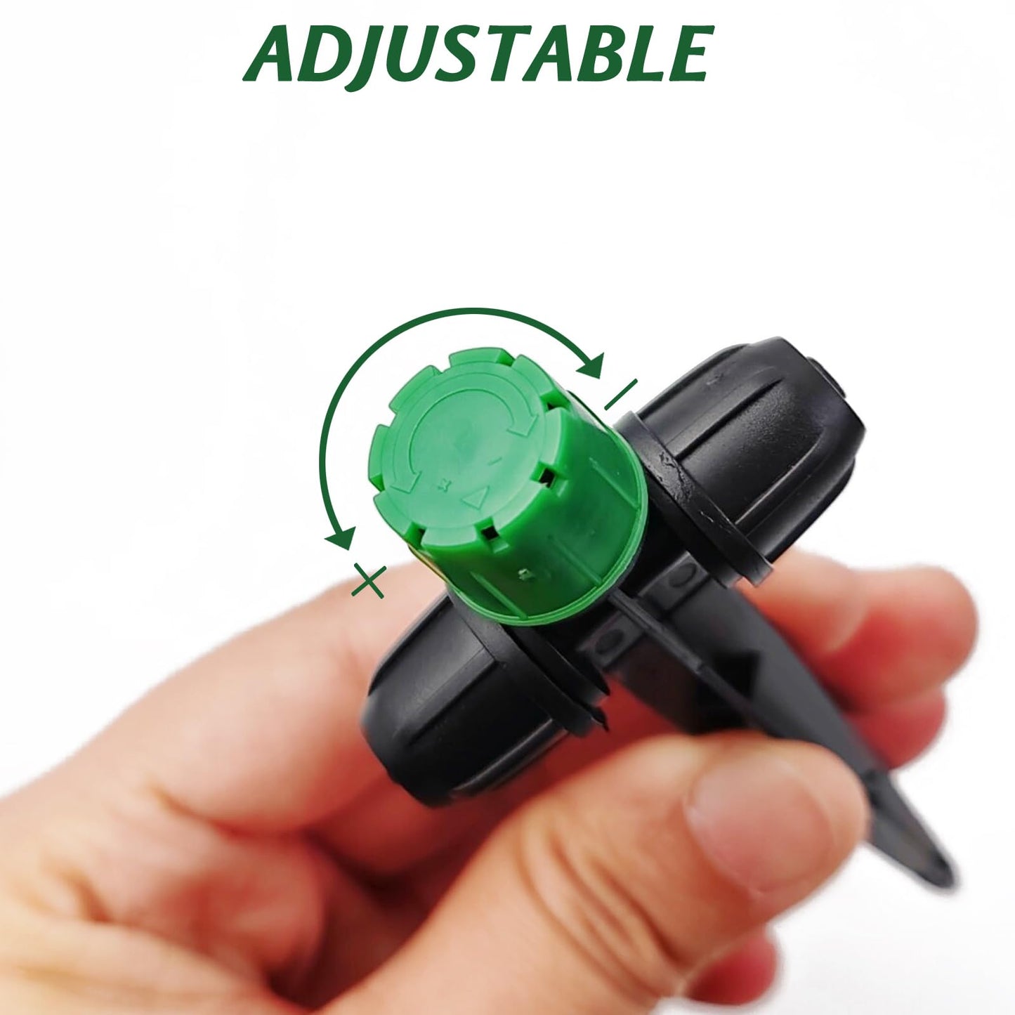 RONYOUNG 35pcs Drip Irrigation Emitters Sprayer for 1/4" Drip Irrigation Tubing Adjustable 360 Degree Water Flow Drippers on 5.3" Sturdy Stake with Lock Barbed Irrigation Drippers