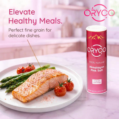 Oryco Himalayan Pink Salt Fine Grain Shaker (24.7 oz) 700g – 100% Natural, Kosher, Non-GMO, Mineral Salt, Easy Pour Shaker for Cooking, Baking, Table Seasoning, Popcorn & Everyday Kitchen Use