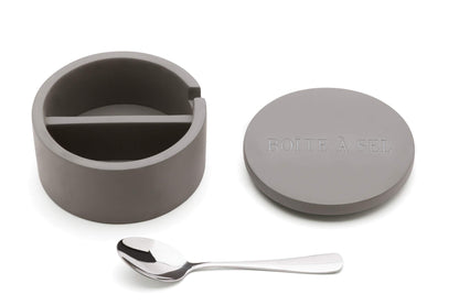 Fox Run Cement Dual Chamber Salt Cellar, 3 x 5 x 4.75 inches, Gray