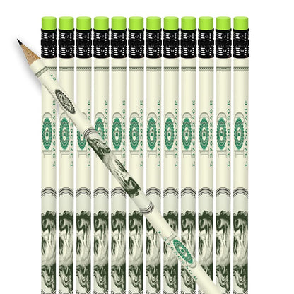 ArtCreativity $100 Bill Pencils - Set of 24 Fun Money Pencils with Erasers, Birthday Party Favors, Goody Bag Fillers & Classroom Teacher Supplies