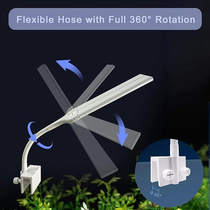 Aquarium Light Clip on Fish Tank Light Full Spectrum Plants Lights with Timer Auto On Off, 3 Colors Mode, 360° Adjustable 2 Light Bar, Aquarium Lamp Suitable for 8-14 Inch Fish Tank