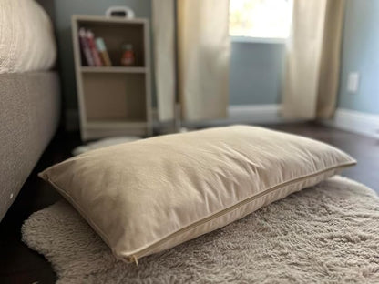 Natural Cotton Canvas Dog Bed – Raw Cotton Filled Pet Cushion Insert, Breathable Eco-Friendly Dog Mattress, Durable Washable Cover with Zipper (Natural, Medium 42"x29"x4")