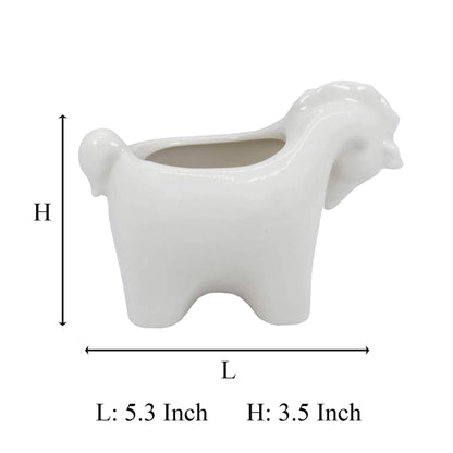 Gemseek Cute Unicorn Succulent Planter Pot with Drainage Tray, Small White Ceramic Cactus Flower Container, Animal Shaped Indoor Air Plants Holder