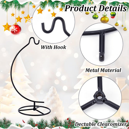 DELORIGIN 2 Sets Christmas Ornament Display Stand Holder Glass Globe Black Iron Wire Stand Hanging Hook Holder Rack for Bauble Lanterns Air Plant Terrarium Witch Ball DIY Craft Display Home Decor