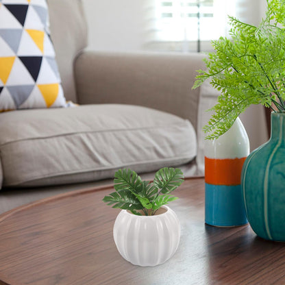 PRETYZOOM Creative Pumpkin-Shaped Ceramic Vase,14x11cm Simple Dried Flower Holder for Home Decor Compact Floral Display Pot for Office Living and Study