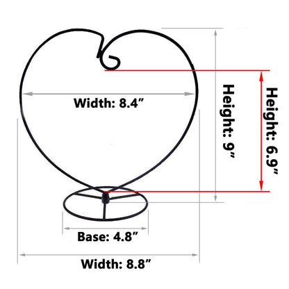 Archi Ornament Display Stand Iron Stand for Hanging Glass (Black 2Pcs Heart)