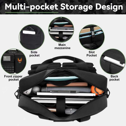 BYIECLD Tactical Laptop Bag for Men, 14 Inch & 18 Inch Military Messenger Bag, 900D Nylon Water Resistant Computer Bag with Luggage Strap, Multipurpose Work Bag for Travel, Business, Campus