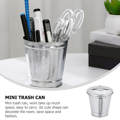 Alipis Mini Trash can for Desktop 3.74 Inch Compact Table Storage Jar Multi-Functional Waste Basket Pen Holder Flower Pot Space-Saving Organizer for Office Dorm Kitchen