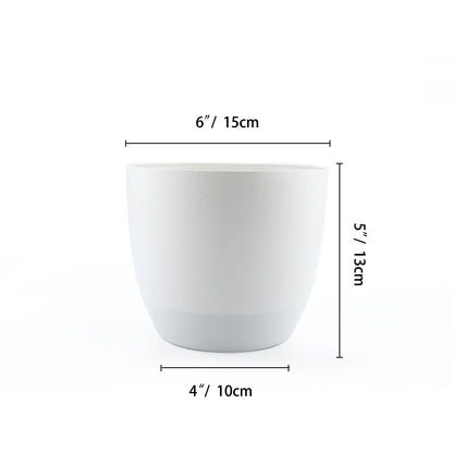 T4U 6 Inch Plastic Self Watering Planter with Water Level Indicator White Set of 4, Modern Decorative Planter Pot for All House Plants, Flowers, Herbs, African Violets, Succulents