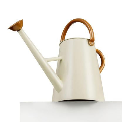 Metal Watering Can with Removable Spout, 1.5 Gallon Large Watering Cans for Plants, Galvanized Steel Gardening Water Can for Indoor & Outdoor Use, Watering Pot with Ergonomic Movable Handle(White)