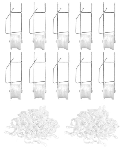 Greenhouse Trellising Kit 10PCS Plant Roller Hooks with 100PCS Tomato Support Clips for Tomato,Plant, Greenhouse,Flower Vine Twine Crop Trellis Kits
