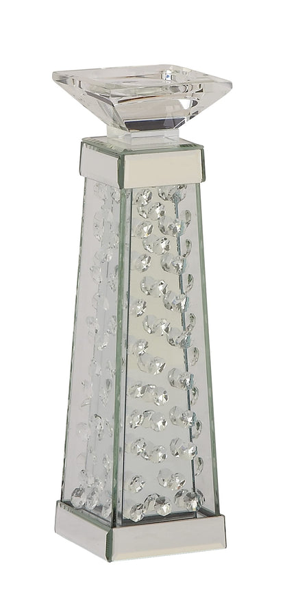 Deco 79 Glass Candle Holder, 4" x 4" x 14", Silver