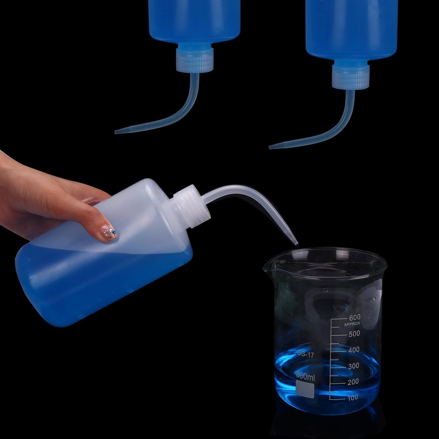 DEPEPE 6pcs 500ml Plastic Safety Wash Bottles - Lab Squeeze LDPE Squirt Tattoo Bottle With Narrow Mouth and Scale Labels (17oz x 6)