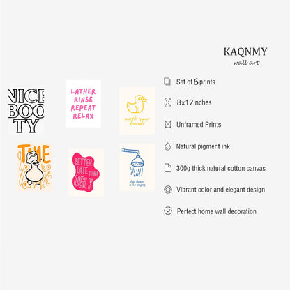Nursery Poster Cute Animal Picture Funny Bathroom Wall Art Set Of 6 Nursery Decor 8x10 Inch Unframed Poster Minimalist Prints for Kids Room Boys and Girls Room Baby Room Living Room BedRoom BathRoom