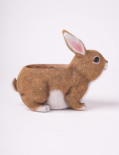 HAUCOZE Rabbit Statue Planter Succulent Pot Modern Animal Sculpture Home Decor Gift for Bookshelf Garden 8.7 Inch