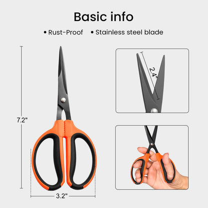 GROWNEER 6 Packs Trimming Scissors Teflon Coated Non Stick Blades Pruning Shears Gardening Hand Pruning Snips with Straight Stainless Steel Precision Blade