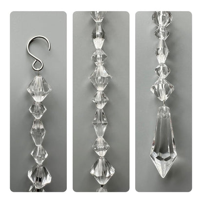 Clear Acrylic Crystal Drop Crystal Ornaments for lampshade, Chandeliers,Candlesticks Decor,Centerpieces and Christmas Tree Decoration (6 Long/7 inch+6 Short/6.3 inch) ﻿
