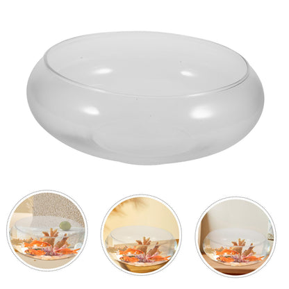 Mikikit Fish Bowl Glass Aquarium Tank Clear Desktop Fish Tank for Small Hydroponic Plant Pot Glass Design for Decor