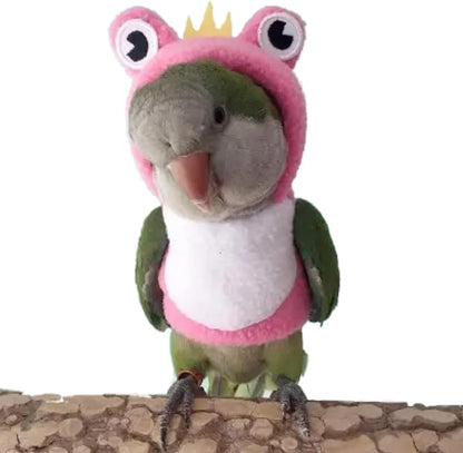 Bird Costume Diaper Flight Suit Frog Shape Hoodie Clothes Cosplay Photo Prop for Parrots Parakeet Cockatiel Sun Conure, Small Animals Apparel (Pink with Diaper, Medium), Green (BPF1)