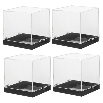 OATIPHO 4pcs Square Mineral Specimen Display Boxes Rock Collection Case Crystal Display for Home Shelf Decoration Black Base