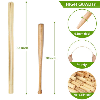 VESYMAN 100 PCS 3FT Bamboo Plant Stakes, 6.3mm Thick – 36 Inch Bamboo Sticks for Indoor & Outdoor Plants – Garden Plant Support Stakes for Tomato, Beans, Climbing Plants & More