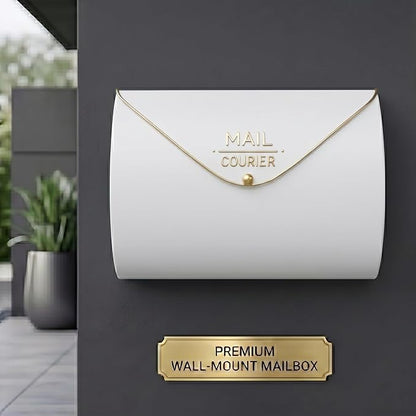 White Wall Mount Mailbox for Outside,Waterproof Metal Mailboxes with Rust-Proof Galvanized Steel,Large Capacity Envelope Mailbox for House,12.99 x 10.35 x 3.5 Inch