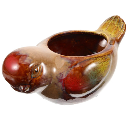 Yardwe Ceramic Planter Pot Bird Shape Succulent Flowerpot for Indoor Balcony Gardening Small Animal Design Glazed Pot for Home Decor