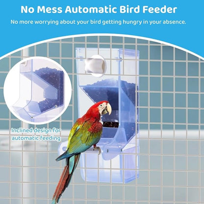 No Mess Bird Feeder for Cage, Bird Seed Dispenser, Bird Food Container for Cage，Automatic Feeder