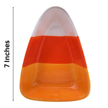 Wowser Candy Corn Dish for Harvest Home Decor, Ceramic Halloween Candy Holder, 7 Inches