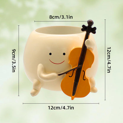 Tuenmofun Cute Unique Smiley Head Plant Pot Funny Resin Face Succulent Planter for Indoor & Outdoor Flower