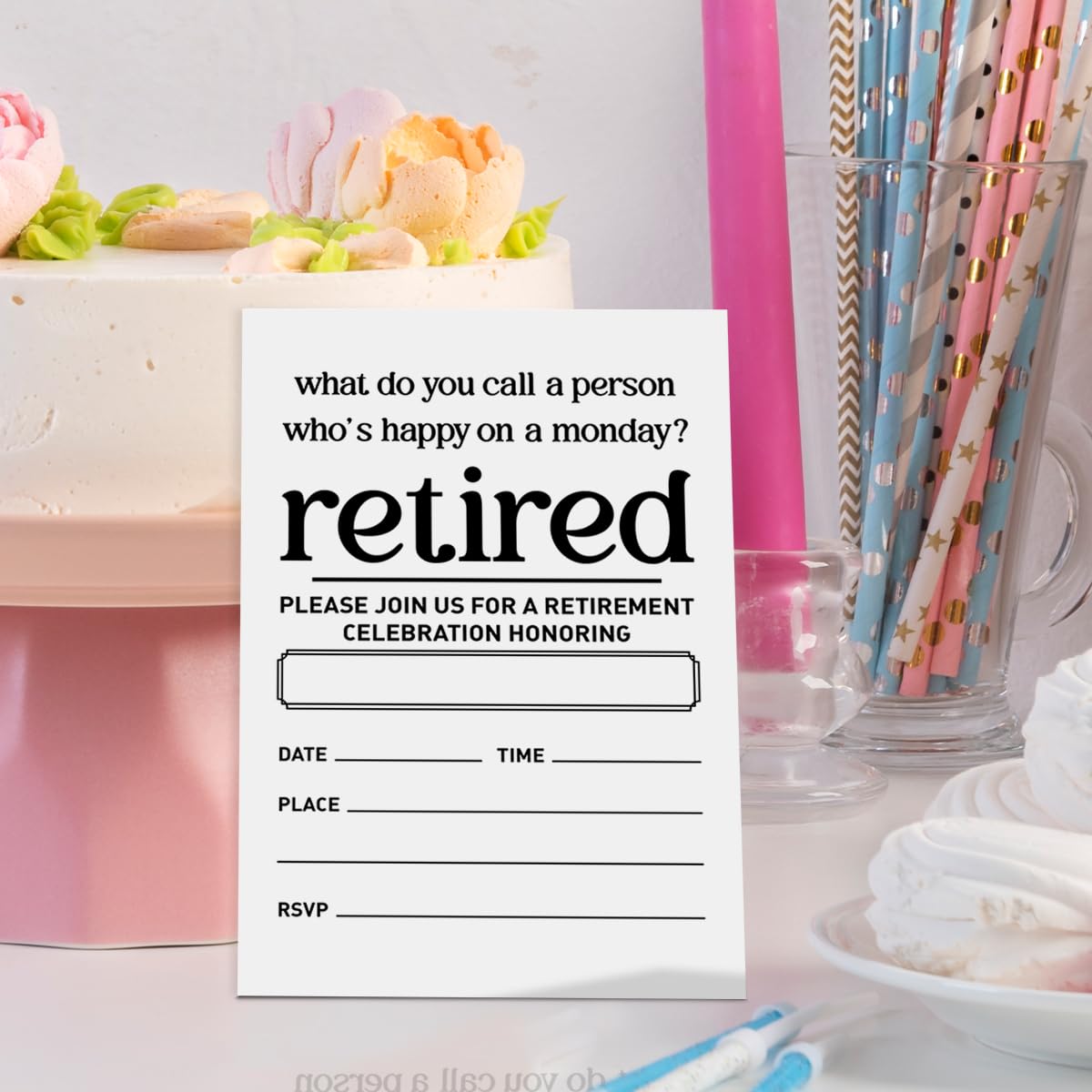 Weifuju Funny Retirement Party Invitations for Women Men, Retirement Party Invite Cards, 20 Invites with Envelopes (4"x6")