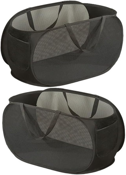 2 Pcs Mesh Popup Laundry Hamper, Opening Laundry Basket,Popup Laundry Basket with Durable Handles,Foldable Pop-up Mesh Hamper Dirty Clothes Basket for Clothes & Laundry-Home Organization