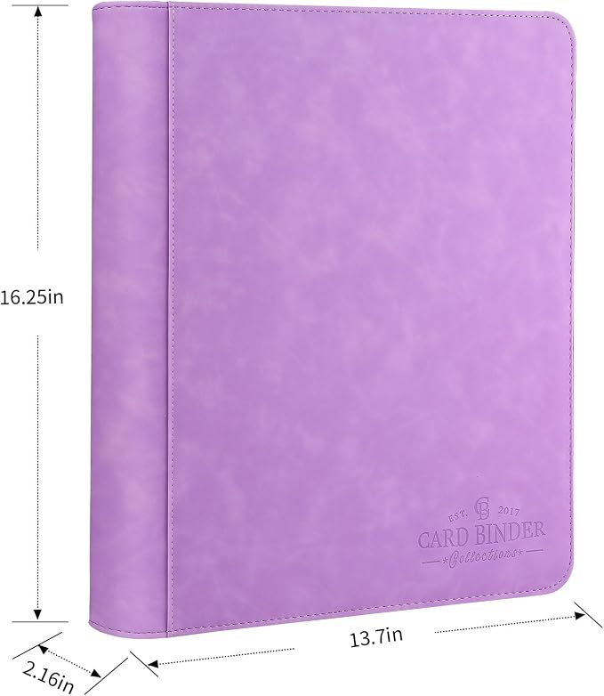 Toploader Binder,Toploader Hard Cases, 9-Pocket Pages Sleeves Hold up 288 Cards.Toploader Card Binder with Sleeves for “3×4” rigid，Card Holder(purple)