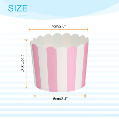 HARFINGTON 100Pcs Paper Baking Cups 6oz Greaseproof Disposable Bulk Cupcake Muffins Liners Cases Wrappers for Wedding Birthday Graduation, Stripe Pink