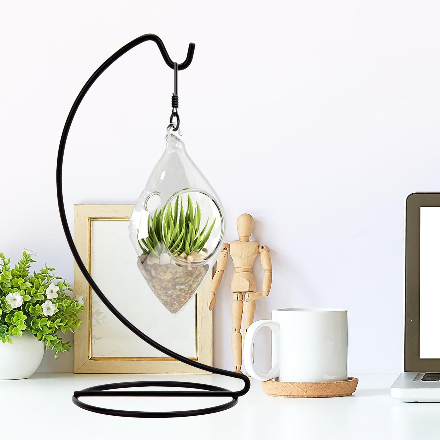 Abom 9in Ornament Display Stand, 3 Pack Black Tabletop Ornament Hanger for Glass Globe, Air Plant Terrarium Holder, Witch Ball, Daily Decoration & Wedding Decor