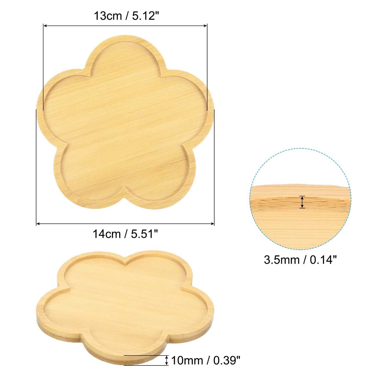 PATIKIL Plant Pot Saucer 5.5 Inch, 4 Pack Bamboo Flower Shape Drip Tray for Home Indoor