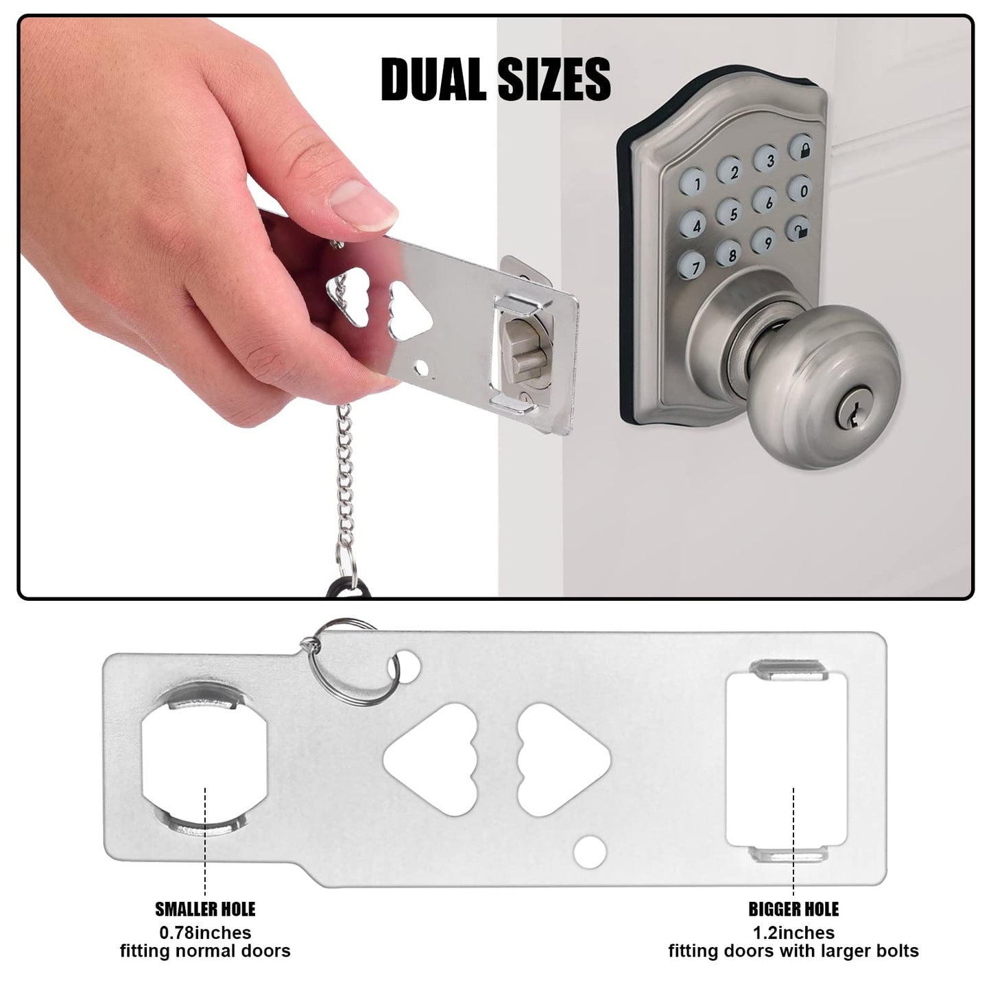 Portable Door Lock for Travel, Door Lock Self-Defense Security Device for Home, Apartment, Hotel, Living Motel, School Dorm, House for Open Inwards Door