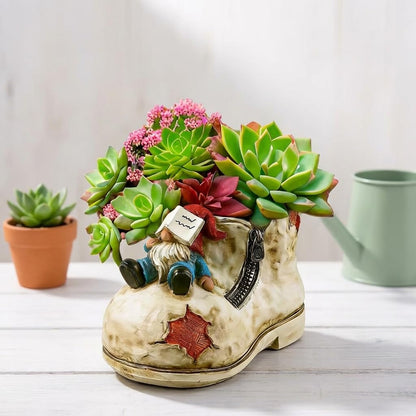 DDLUZQual Cute Planter Pot Suitable for Indoor and Outdoor, Small gnome Resin Succulent Plant Flower pots, Decorative Fun Flower pots with Drainage Holes, Ideal Home and Garden Decoration Gifts
