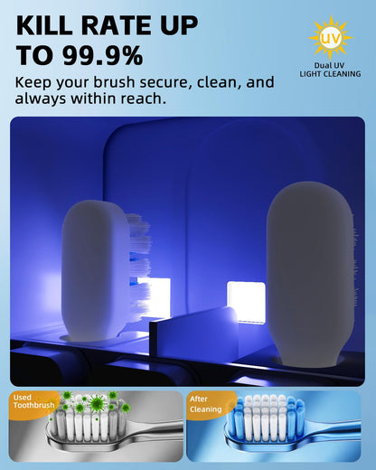 Toothbrush Holders for Bathroom, WONICO Toothbrush Sanitizer Holder, Tooth Brush Wall-Mounted Cleaner Organizer with Auto-Inductive Cover, Air Drying Fits Most Electric, Manual and Kids’ Toothbrushes