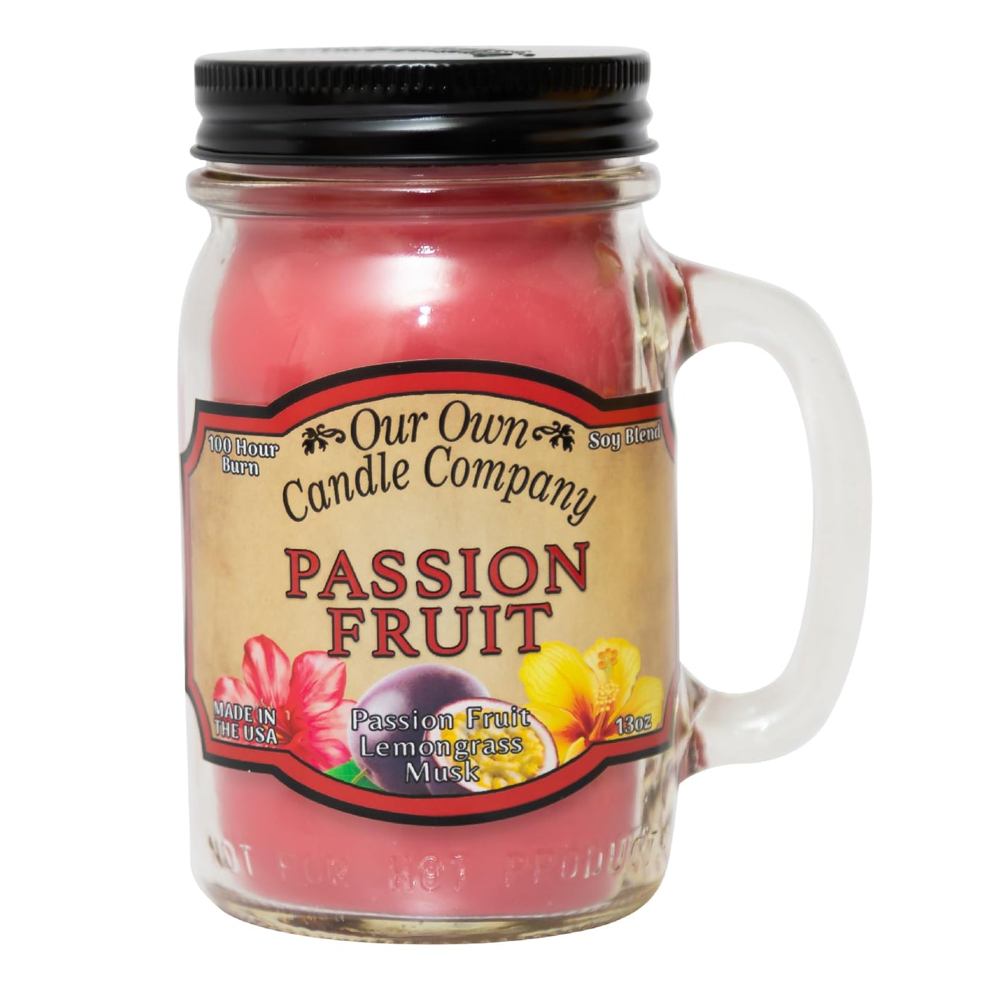 Our Own Candle Company, Passion Fruit Scented Mason Jar Candle, 100 Hour Burn Time, 13 Ounces