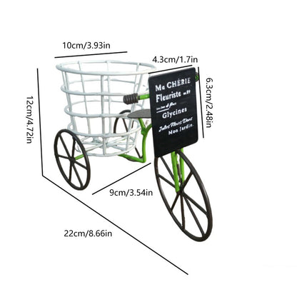 MINGLEA Beautiful Iron Tricycle Flower Pot Holder Container with Deep Basket for Living Room Indoor Outdoor Garden Decoration