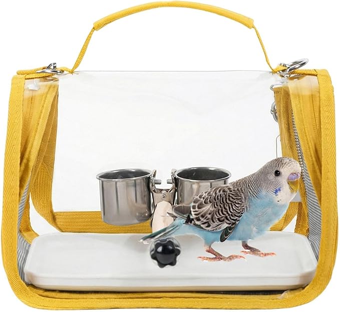 Breathable Bird Backpack, Transparent Travel Carrier, with Perch Stand, 35cm Ventilated Pet Bag with Clear Window Design, Bird Transport with Portable Style, Pet Carrier for Outdoor Travel Camping