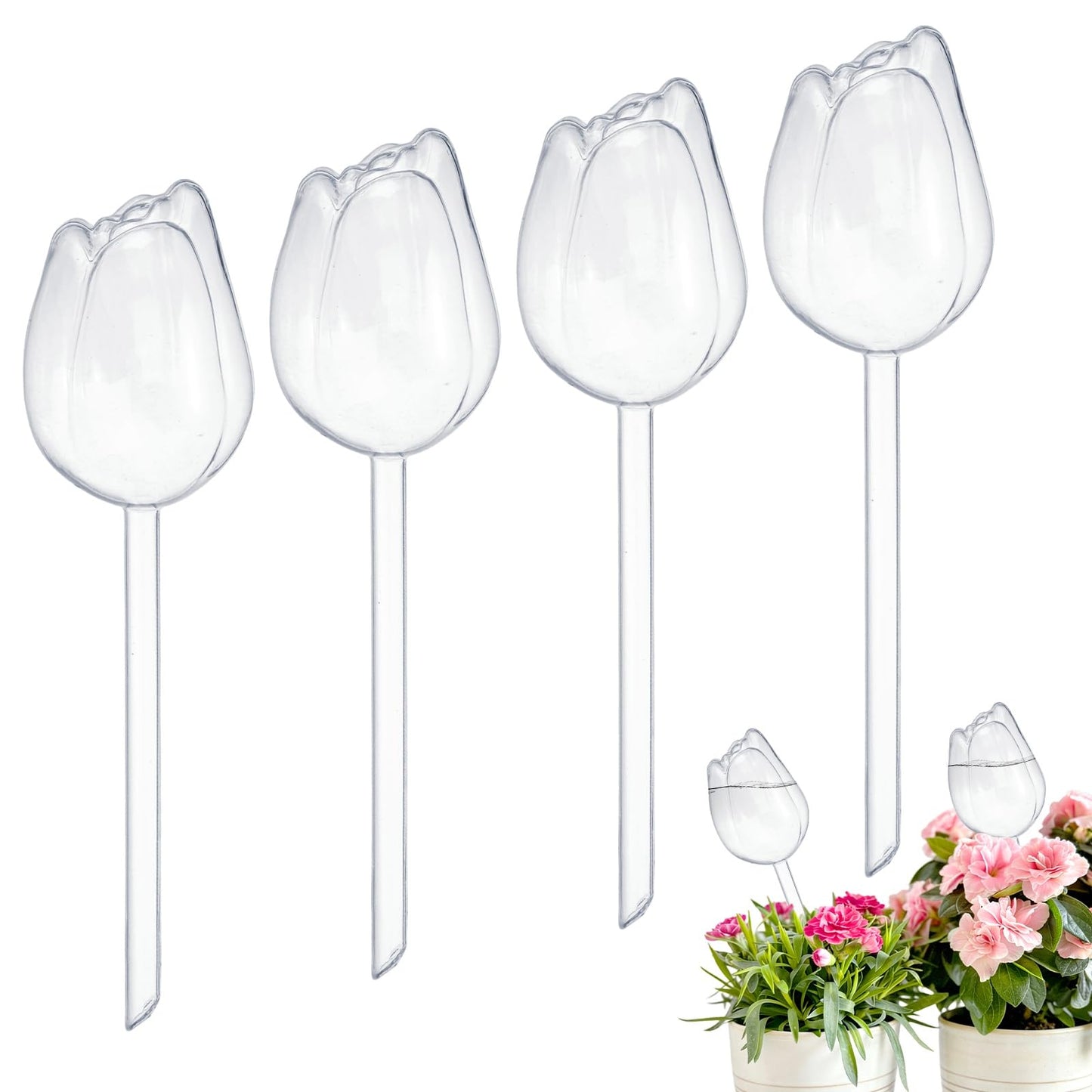 M METERXITY 4-Pack Plant Watering Globes, 9.4 Inch Plastic Self Watering Planter Insert for Indoor/Outdoor Plants, Self Water Devices [Transparent]