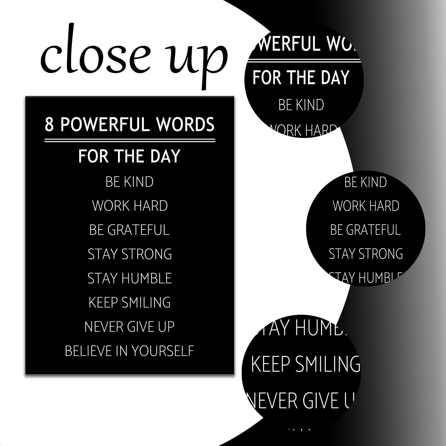 DINGFUN 8 Powerful Words Motivational Wall Decor Inspirational Office Entrepreneur Quotes Discipline Poster Wall Art Print Positive Picture Artwork for Gym Workspace Ready to Hang [18''W x 24''H]