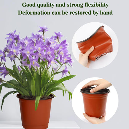 Cidenbio Nursery Pots 100 PCS 6 Inch Plant Pots with 100 Labels, Planting Pot for Plants Indoor Outdoor, Plastic Flower Pot for Seedlings Transplanting Small Plants Growing