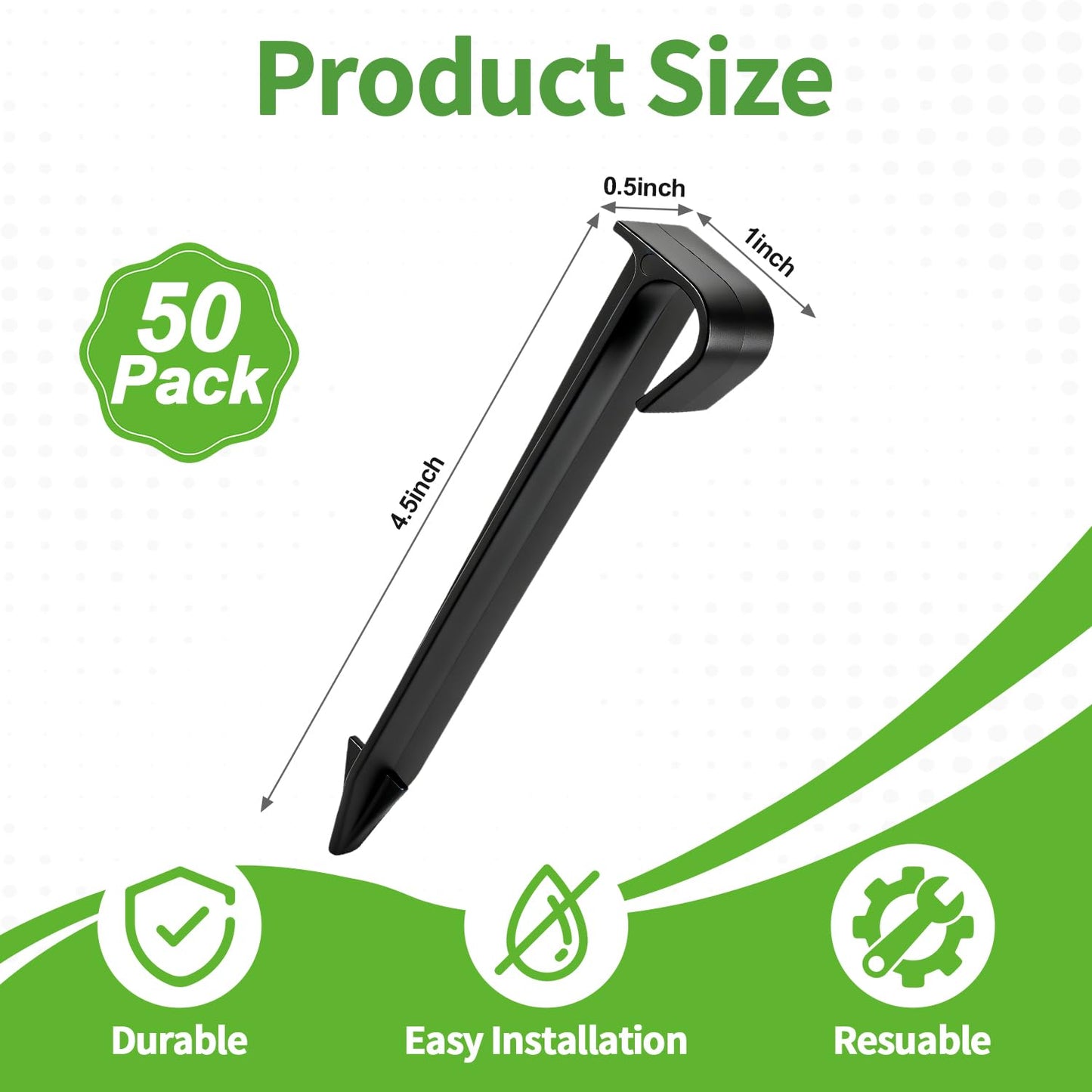 RedChili 50 Pack 1/2 Inch Irrigation Tubing Hold Down Anchor Stakes, Heavy Duty Drip Tubing Stakes 1/2" Drip Irrigation Tubing Fittings for Lawn Raised Bed Greenhouse Plant Watering System