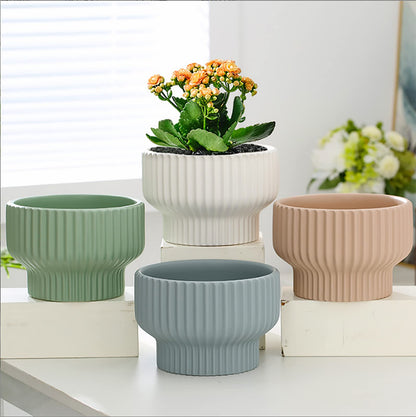 Puoyik 2 Piece Set of Flower Pots 8/6 inches, Ceramic Flower Pots with Drainage Holes, Indoor and Outdoor Plant Flower Planter (7.8/5.9 Blue)