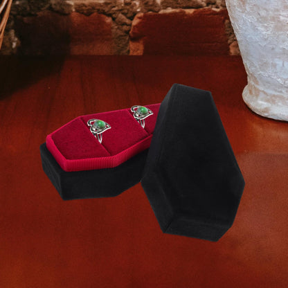 KICHOUSE Coffin Ring Box Gothic Ring Box Jewelry Storage for Rings Halloween Jewelry for Wedding Proposal Portable Travel Case 3.62 X 2.12 X 1.69 in